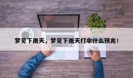 梦见下雨天，梦见下雨天打伞什么预兆！