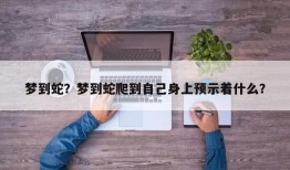 梦到蛇？梦到蛇爬到自己身上预示着什么？
