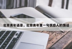 北京青年语录，北京青年里一句很感人的情话