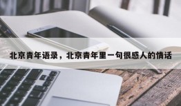 北京青年语录，北京青年里一句很感人的情话