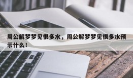 周公解梦梦见很多水，周公解梦梦见很多水预示什么！