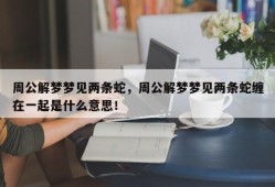 周公解梦梦见两条蛇，周公解梦梦见两条蛇缠在一起是什么意思！