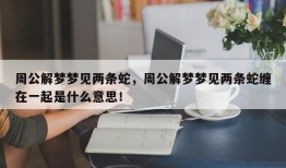 周公解梦梦见两条蛇，周公解梦梦见两条蛇缠在一起是什么意思！