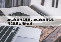 2003年属什么生肖，2003年属什么生肖女配男生肖什么好！