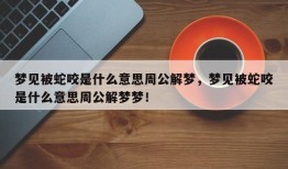 梦见被蛇咬是什么意思周公解梦，梦见被蛇咬是什么意思周公解梦梦！