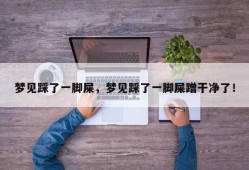 梦见踩了一脚屎，梦见踩了一脚屎蹭干净了！
