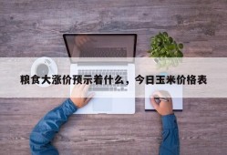 粮食大涨价预示着什么，今日玉米价格表
