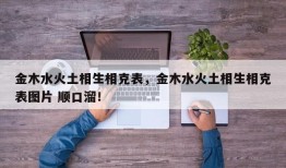 金木水火土相生相克表，金木水火土相生相克表图片 顺口溜！